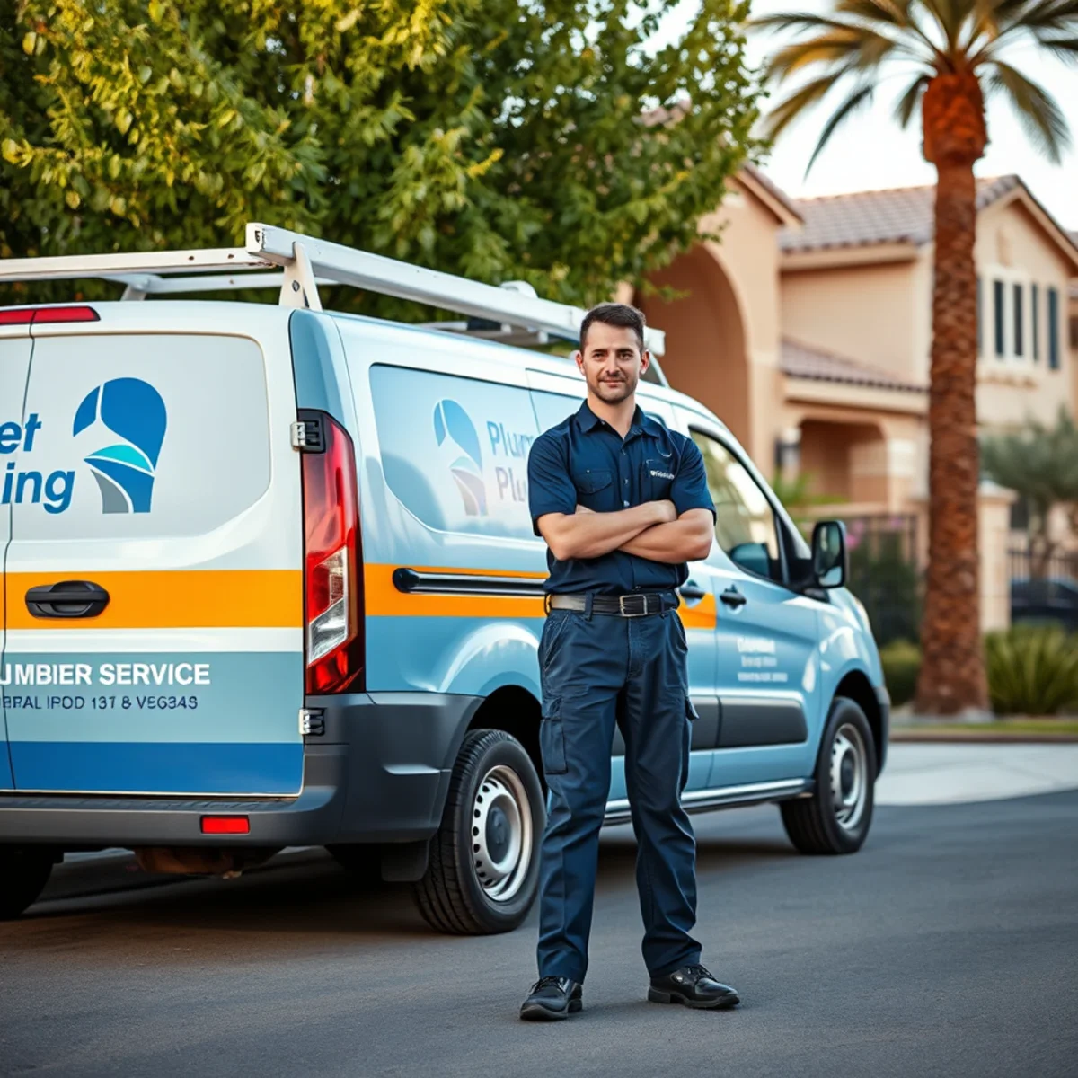 Plumber's van parked at a South Las Vegas home in the 89123 zip code