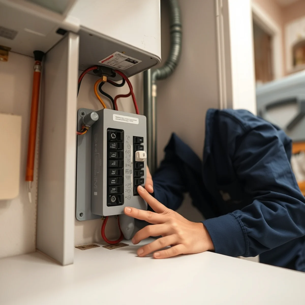 Resetting a tripped breaker for an electric water heater in a Las Vegas home