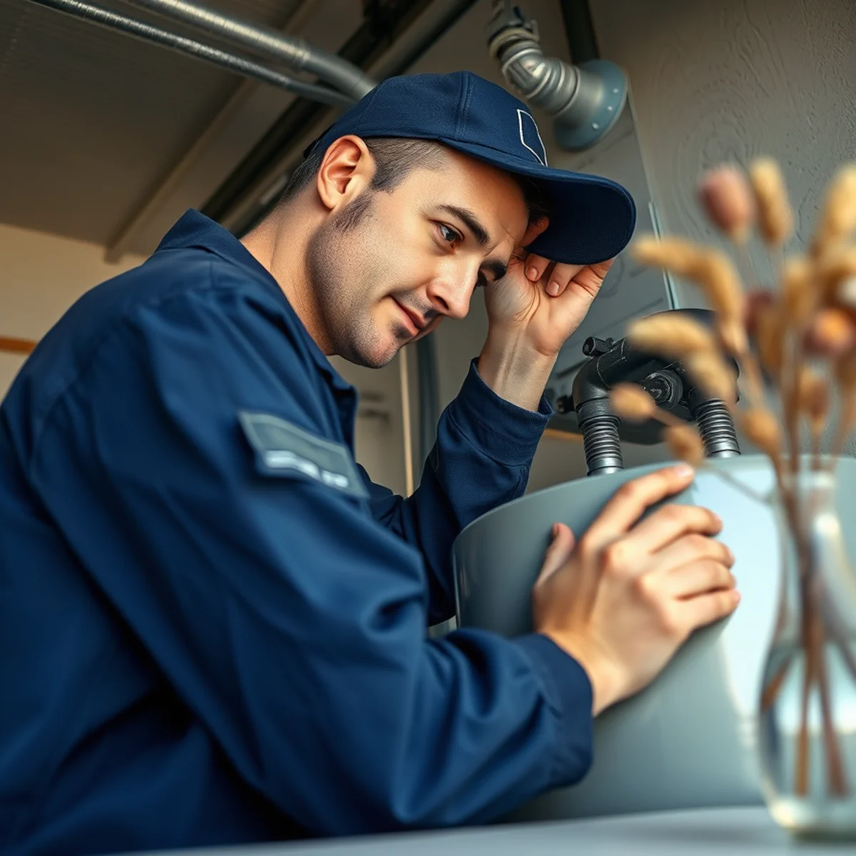 Inspecting a water heater tank for leaks in a Las Vegas, NV garage