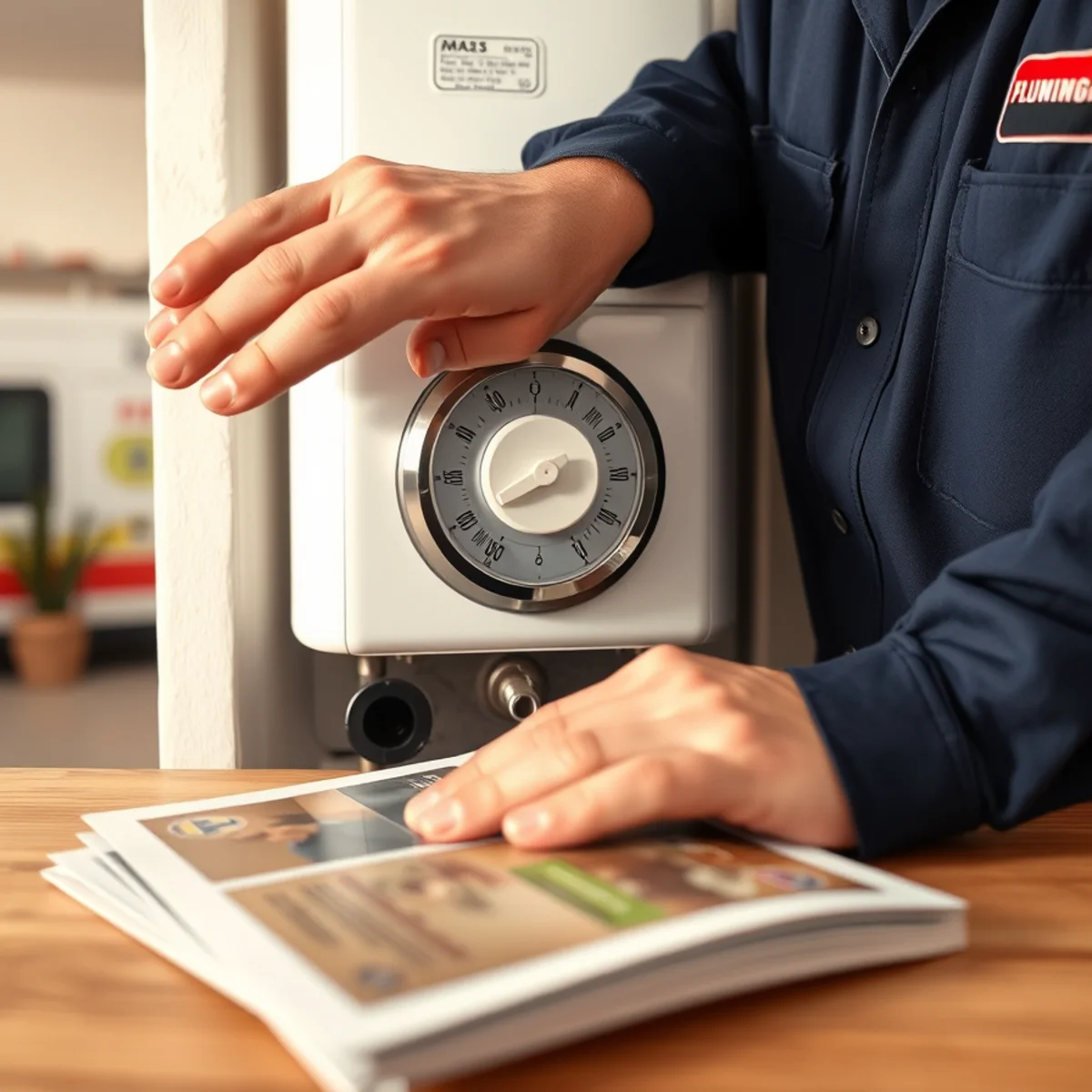 Adjusting the temperature setting on a water heater in a Las Vegas home