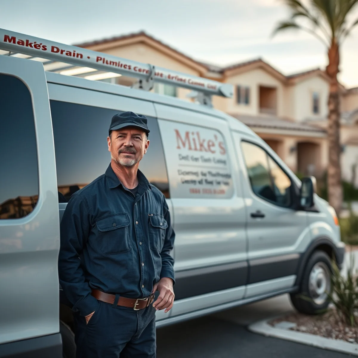 Mike's Drain and Plumbing van serving a North Las Vegas, NV home