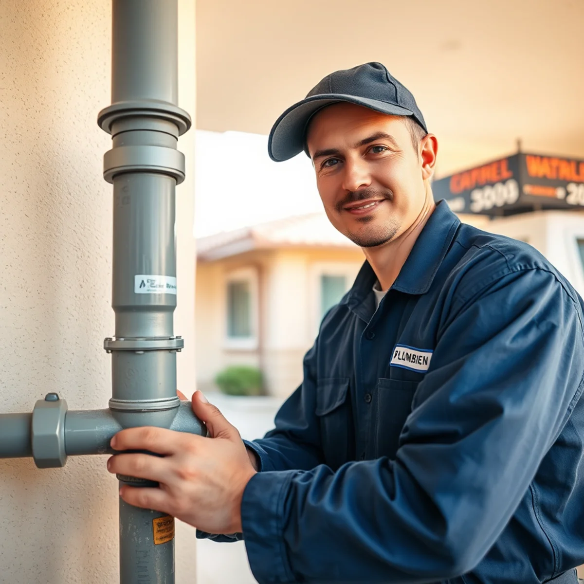 Gray polybutylene water pipe and fitting in a 1980s-era Las Vegas, NV home