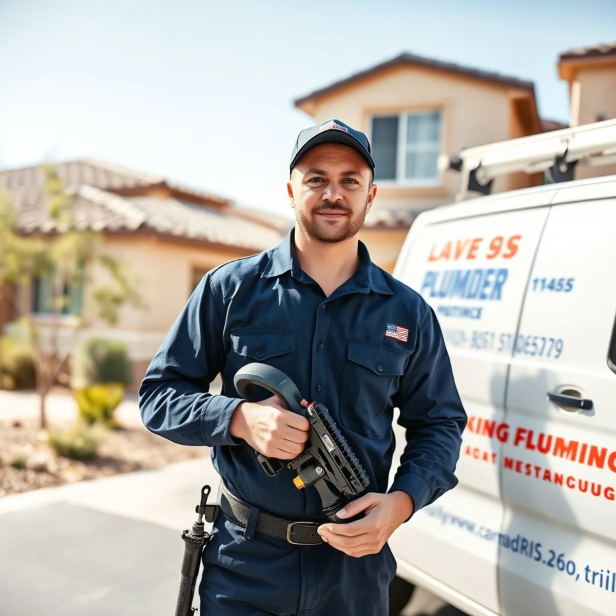 Plumber at a new-build Skye Canyon home off the US-95 corridor in Las Vegas, NV