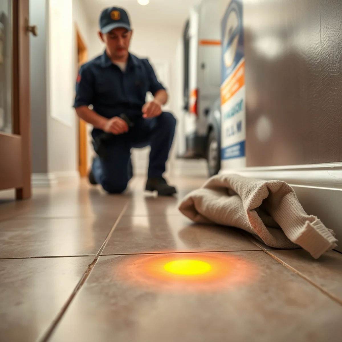 Warm spot on a tile floor signaling a slab leak in a Las Vegas, NV home