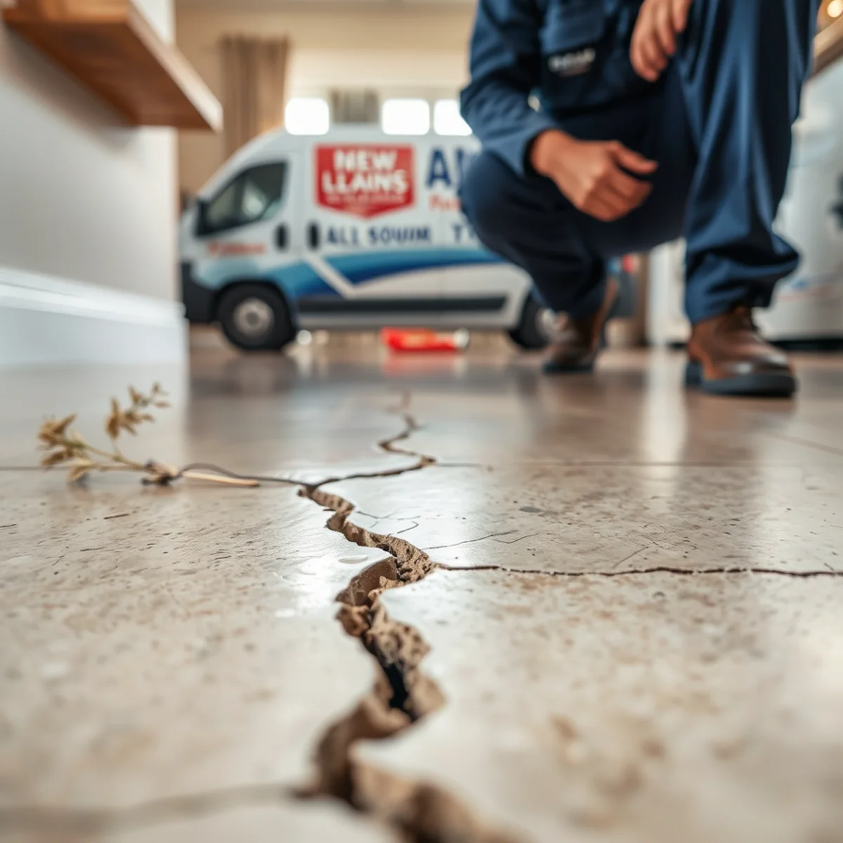 Cracks and moisture in flooring from a slab leak in a Las Vegas home