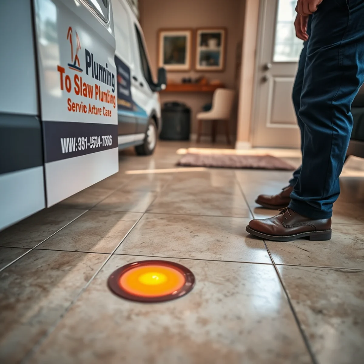 Warm spot on tile floor indicating a slab leak in a Las Vegas, NV home