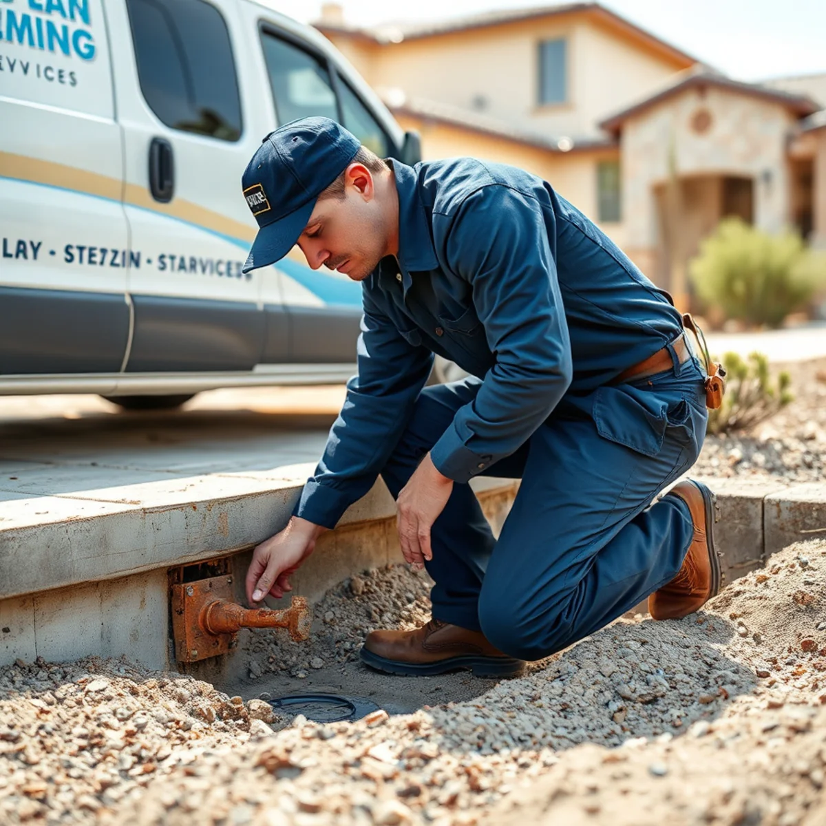Plumber locating a slab leak under the concrete foundation of a Las Vegas, NV home