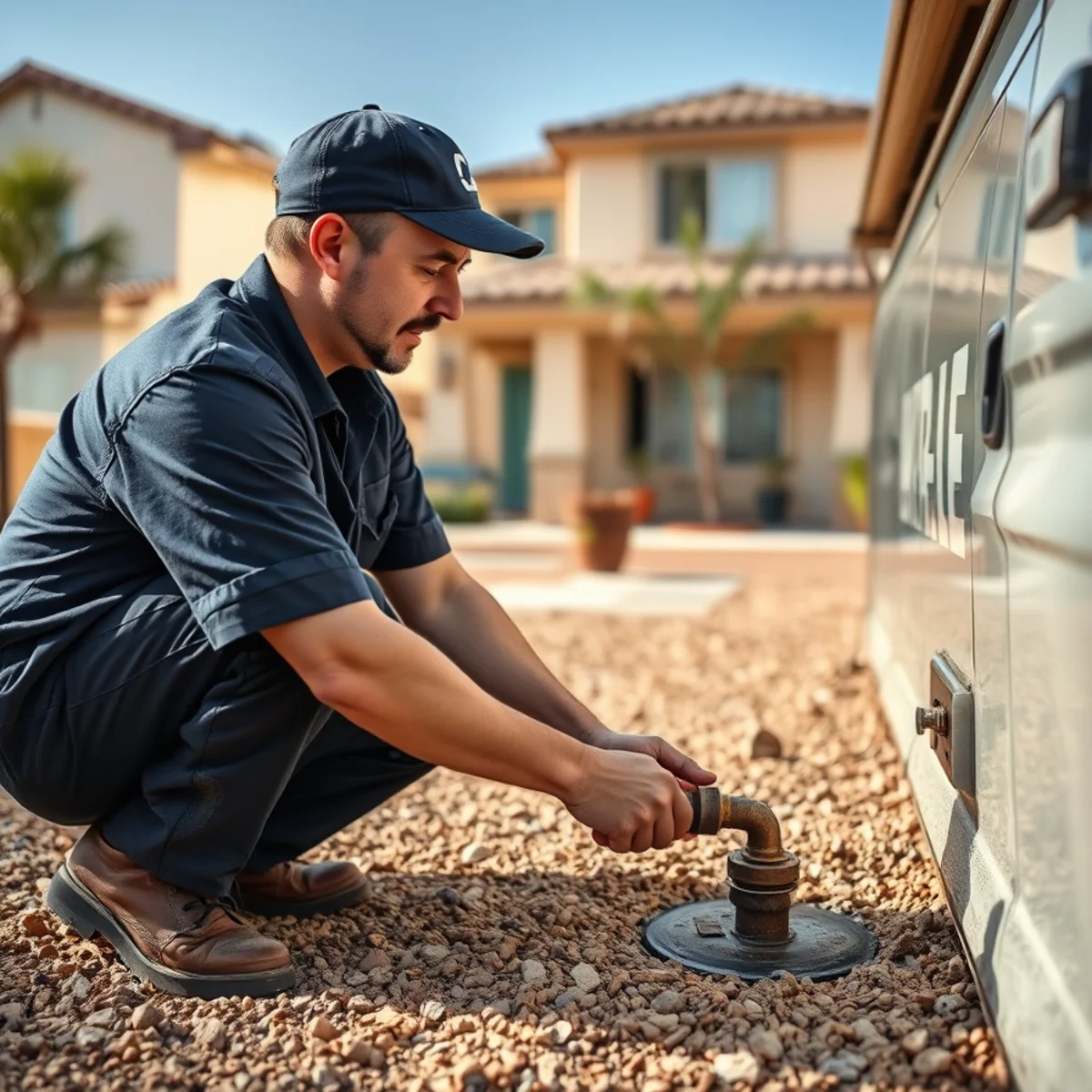 Plumber locating a slab leak in a home in The Lakes, Las Vegas, NV