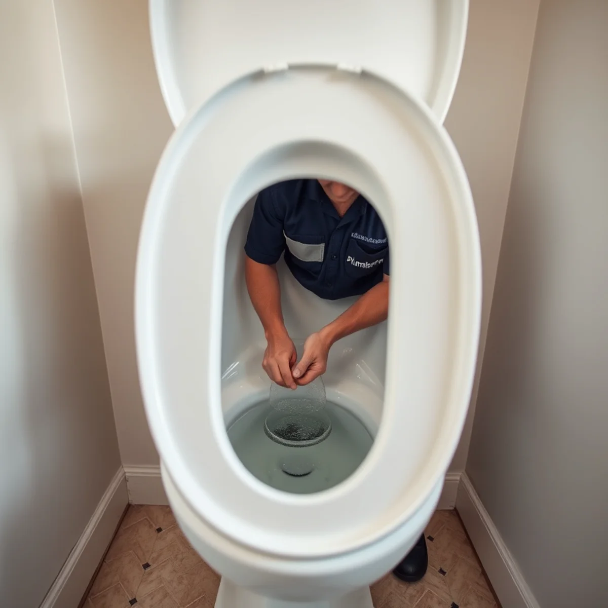Open toilet tank showing hard-water buildup on the flapper in a Las Vegas, NV home