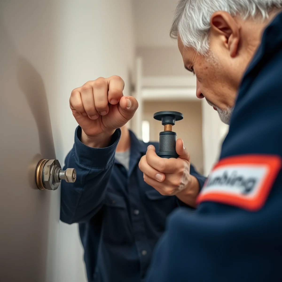 Homeowner shutting off the main water valve in a Las Vegas, NV home