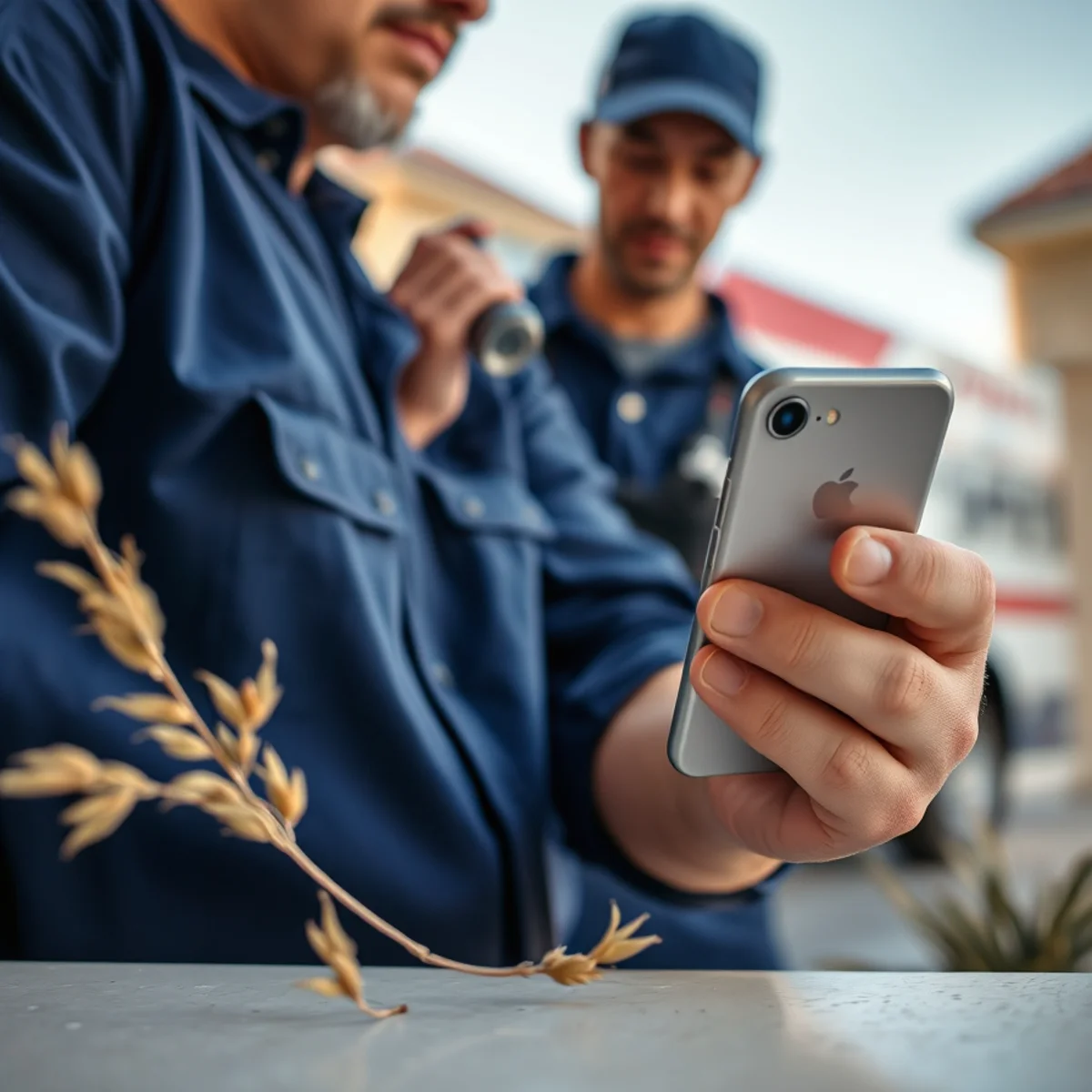 Homeowner calling an emergency plumber after a burst pipe in Las Vegas, NV